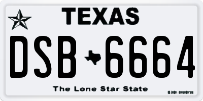 TX license plate DSB6664