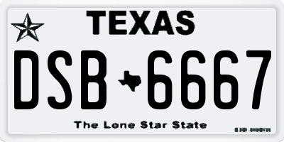 TX license plate DSB6667