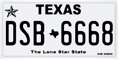 TX license plate DSB6668