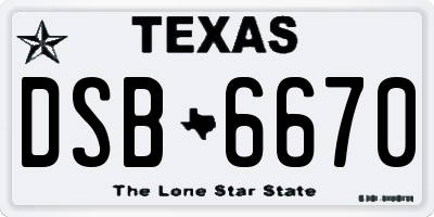 TX license plate DSB6670