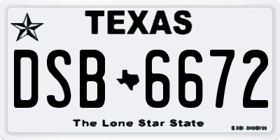 TX license plate DSB6672