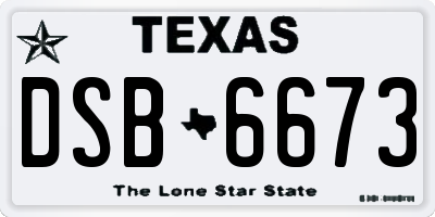 TX license plate DSB6673