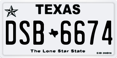 TX license plate DSB6674