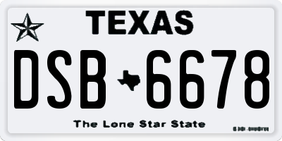 TX license plate DSB6678