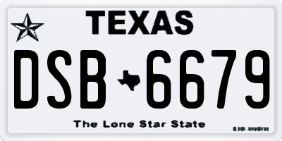 TX license plate DSB6679