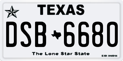 TX license plate DSB6680