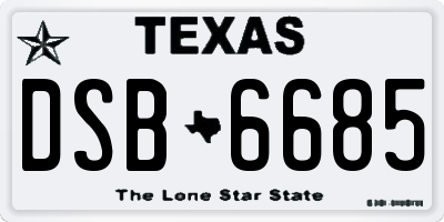 TX license plate DSB6685