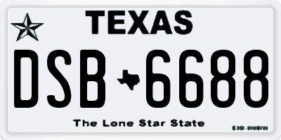 TX license plate DSB6688