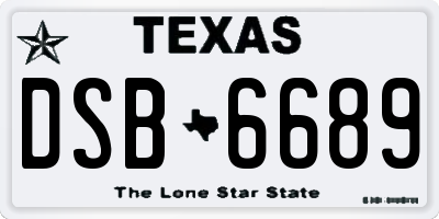 TX license plate DSB6689