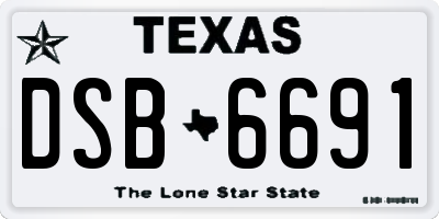 TX license plate DSB6691