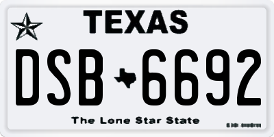 TX license plate DSB6692