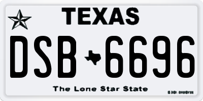TX license plate DSB6696