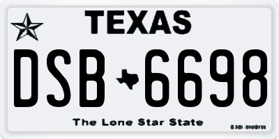 TX license plate DSB6698