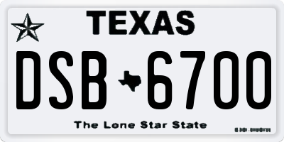 TX license plate DSB6700
