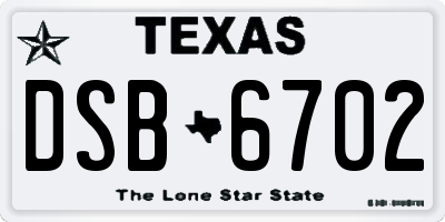 TX license plate DSB6702