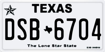TX license plate DSB6704