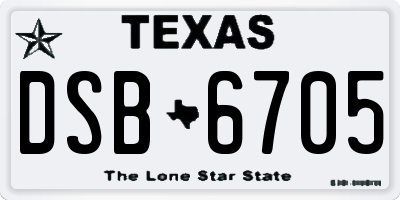 TX license plate DSB6705