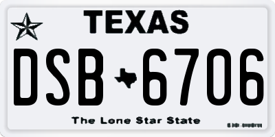 TX license plate DSB6706
