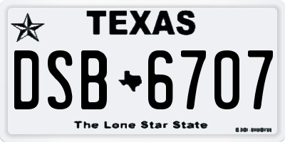 TX license plate DSB6707