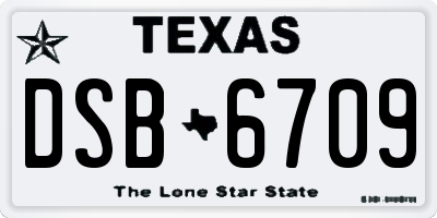 TX license plate DSB6709