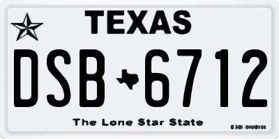 TX license plate DSB6712