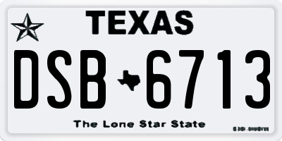 TX license plate DSB6713