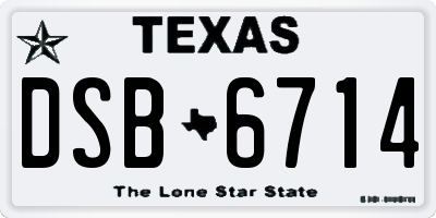 TX license plate DSB6714
