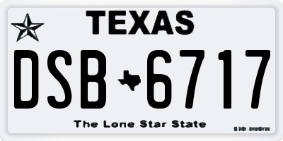 TX license plate DSB6717