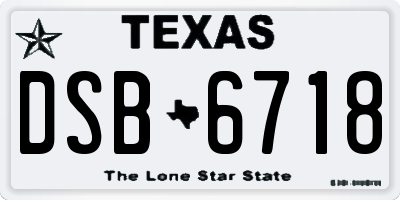 TX license plate DSB6718