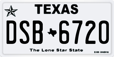 TX license plate DSB6720