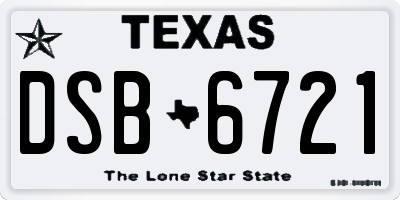 TX license plate DSB6721