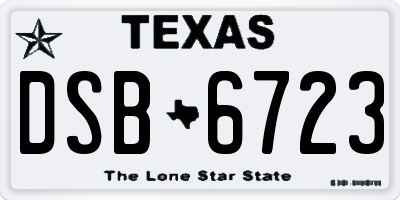 TX license plate DSB6723