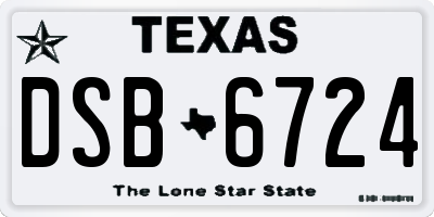 TX license plate DSB6724