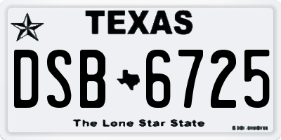TX license plate DSB6725