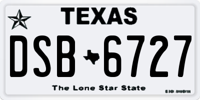 TX license plate DSB6727