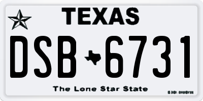 TX license plate DSB6731