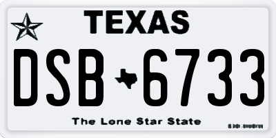TX license plate DSB6733