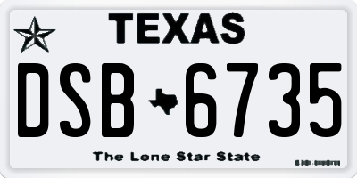 TX license plate DSB6735