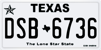 TX license plate DSB6736