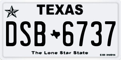 TX license plate DSB6737