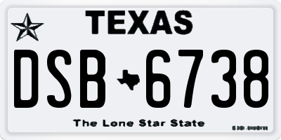 TX license plate DSB6738