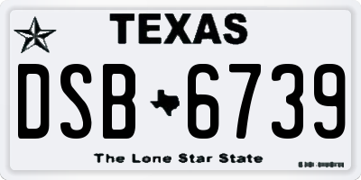 TX license plate DSB6739