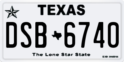 TX license plate DSB6740