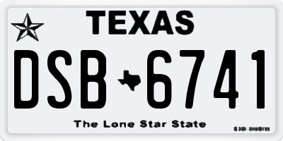 TX license plate DSB6741