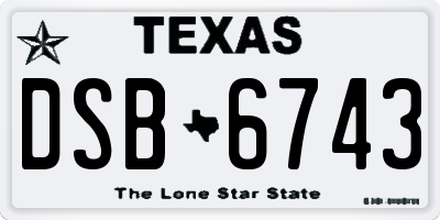 TX license plate DSB6743