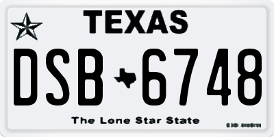 TX license plate DSB6748
