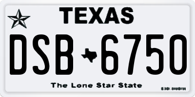 TX license plate DSB6750