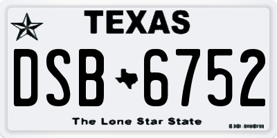 TX license plate DSB6752