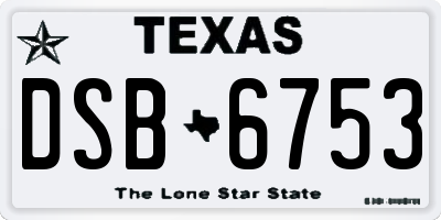 TX license plate DSB6753