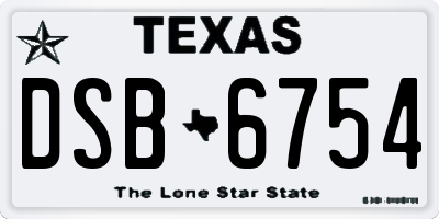 TX license plate DSB6754